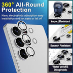 for Samsung Galaxy S25 Ultra Camera Lens Protector, Individual Metal Ring Tempered Glass Lens Cover, [Strong Adsorption] Scratch Resistant Ultra-Thin HD Clear Lens Cover, 1 Set-Silvery Sparkly