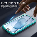 ESR 3+1 Pack for iPhone 15 Plus Screen Protector, 3 Black Edge Tempered-Glass Film and 1 Set Camera Lens Protector, 2.5D Curved Edges, Full-Coverage Military-Grade Protection, Scratch Resistant