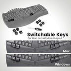 Perixx Periboard-612B Wireless Ergonomic Split Keyboard with Dual Mode 2.4G and Bluetooth Feature, Compatible with Windows 10 and Mac OS X System, Black, US English Layout