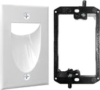 BestMounts - 1 Pack In Wall Cable Management Kit - Recessed Wall Plate Cable Pass Through Pair with Single Gang Low Voltage Mounting Bracket - TV Cord Hider for Wall Mounted TV ETL Listed