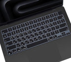 Korean Silicone Keyboard Cover Skin for 2024 2023 14.2 inch Apple MacBook Pro 14 A3112 A3401 A3185 A2992 A2918 A2442 A2779/Pro 16 A3403 A3186 A2991 A2485 A2780 with M4 M3 M2 M1 Pro Max Chip - Black