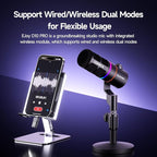 EJoy D10 PRO(D) Combo Dual-Channel Wireless USB Gaming Microphone – RGB Dynamic Mic with Wired/Wireless Modes, XLR/USB-C, Real-Time Monitoring, Studio Mic for Gaming, Streaming, Podcast, Recording