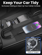 Coiled USB-C and Lightning Cable 2-in-1, 3FT iPhone 17 16 Car Charger Cord, 60W Fast Charging Cable for iPhone 15, Samsung Galaxy Supports Apple CarPlay & Android Auto (Black)