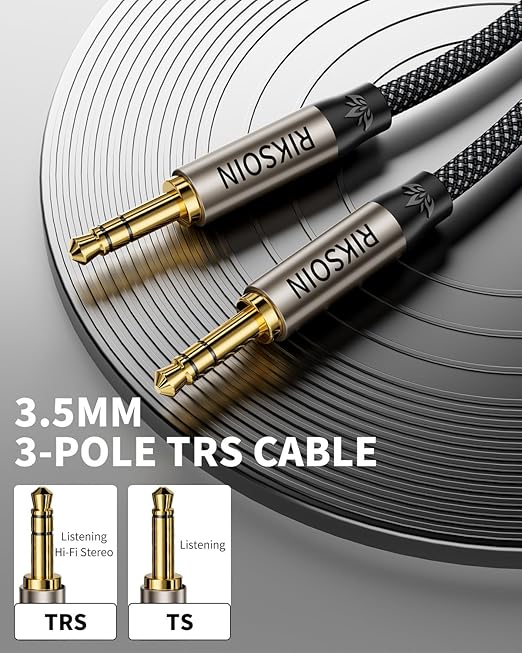 Aux Cord 6.6FT/2m, New 3.5mm Audio Cable - Nylon Braided 3.5mm Male to Male AUX Cable Cord for Car, Headphones, Home Stereos, Speaker