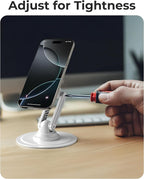 COOPER Magnetic Phone Stand for Desk, Mag360 Adjustable MagSafe Stand for iPhone 16 Pro Max, 15 14 13 12 & Plus | 360° MagSafe Phone Holder, Strong Magnetic MagSafe, Foldable 3-Axis Leg (Cream White)