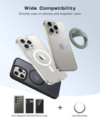 Magnetic Phone Grip, Removable Loop Grip with Soft Finger Strap, Silicone Phone Ring Holder for Back of Phone for iPhone 16/15/14/13/12 Pro Max/Plus, Calke Green