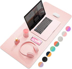 YSAGi Multifunctional Office Desk Pad, Ultra Thin Waterproof PU Leather Desk Mat, Dual Use Desk Writing Mat for Office/Home (35.4" x 17", Pink)