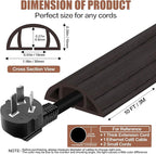 Floor Cord Cover Self Adhesive Cord Hider,10FT Cable Management, Extension Strip Protector for Wires, Prevent Cable Trips for Offices, Gyms, Exhibitions Cavity:0.39"(W) x 0.27"(H) Black Wood