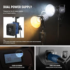 NEEWER FS230B LED Video Light 2.4G/APP Control, 230W Bi Color COB Silent Photography Continuous Output Lighting with 4 PWM Dimming Types, 110000lux/m, 2700K-6500K, CRI 97+, 12 Scenes, Bowens Mount