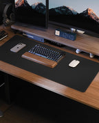 Leather Desk Pad Protector,Desk Mat,Large Mouse Pad, Non-Slip Desk Pad, Waterproof PU Leather Desk Blotter Mat, Desk Cover for Office and Home (Black, 36" x 17")