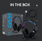 Logitech G535 LIGHTSPEED Wireless Gaming Headset - Lightweight on-ear headphones, flip to mute mic, stereo, USB rechargeable - Black