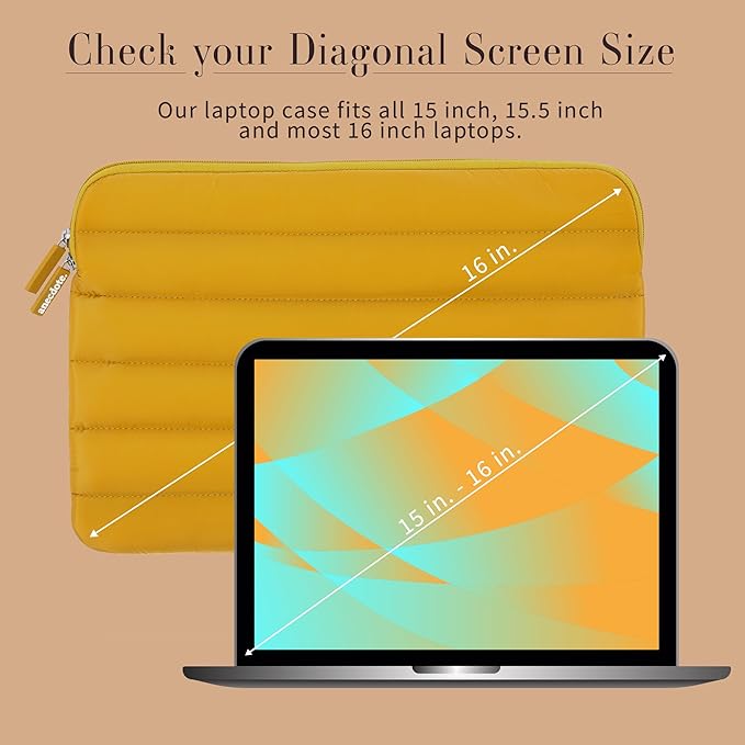 ANECDOTE Laptop Case 15-16 Inch – A Perfect Laptop Sleeve - Compatible with MacBook Air/Pro 15 inch M3 M2 M1 Chip Pro Max 2023-2021 – Fits Well, Made of 100% Nylon with Aesthetic Design (Marigold)