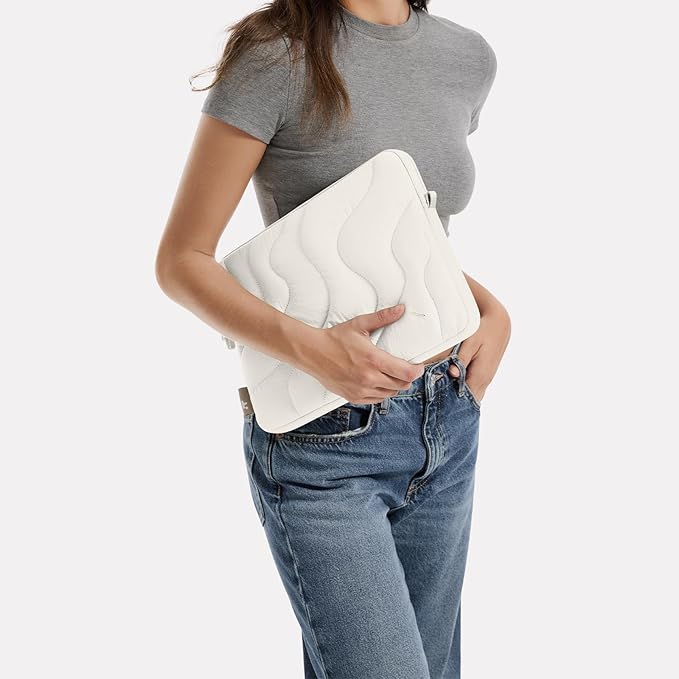 tomtoc 360 Protective Puffy Laptop Sleeve for 14-inch MacBook Pro M4/M3/M2/M1 Pro/Max A3112 A3401 A3185 A2992 A2918 A2779 2024, 13.5/13.8-inch Surface Laptop 7(Copilot+ PC)/6/5/4/3, Quilted Design