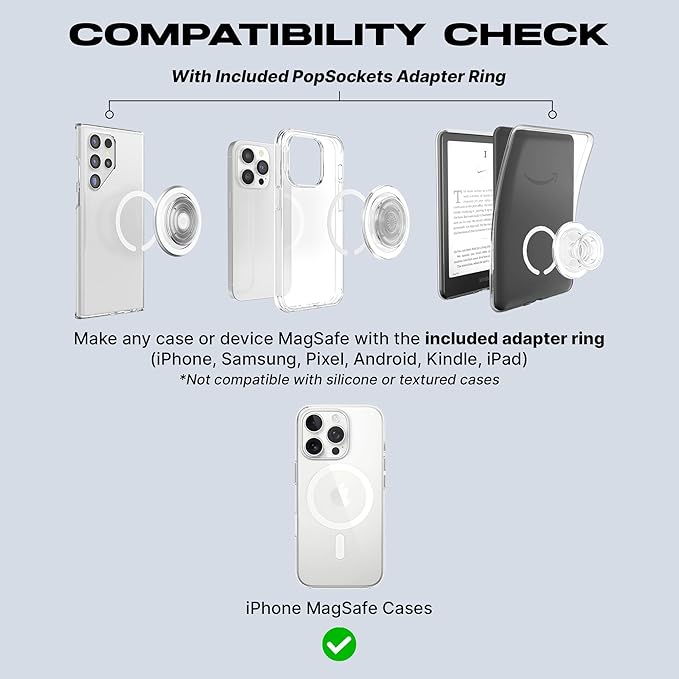 PopSockets Phone Grip for MagSafe with Kickstand, Magnetic Stand, Swappable Top, Secure Hold for iPhone MagSafe Cases, Phone & Tablet Grip - Black