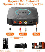 1Mii B06S Bluetooth 5.2 Receiver for Music Streaming System, Hi-Fi Wireless Audio Adapter for Stereo Receiver w/aptX HD aptX Low Latency, Bluetooth Receiver w/Volume Control RCA/3.5mm Outputs