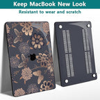 Teryeefi for M1 M2 MacBook Pro 13 inch Case 2022 2020-2016 Release (Model A2338 A2289 A2251 with Touch Bar), Plastic Hard Shell Case & Keyboard Cover & Screen Protector, Gold Flowers