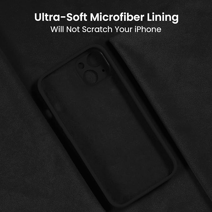 FireNova Designed for iPhone 13 Case, Silicone Upgraded [Camera Protection] Phone Case with [2 Screen Protectors], Soft Anti-Scratch Microfiber Lining Inside, 6.1 inch, Black