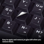 2PCS Thai-English Keyboard Letters Replacement Stickers - White Font on Black Background for Computer, Laptop, Notebook, Desktop - Matte Vinyl Alphabet Stickers
