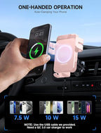 MOKPR Wireless Car Charger, 15W Auto Clamping Car Charger Dash Windshield Air Vent Phone Holder Compatible with iPhone 16 15 14/13/13 Pro/12 pro/12/11/X/8, Samsung S24/S23/S22, Pink