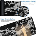Gaming Mouse Pad, 31.5x15.7 inch Large Extended Computer Keyboard Mouse Mat, Water Resist Non-Slip Mousepad Rubber Base Long XXL Desk Mouse Pad for Gaming, Office & Home, Marble White