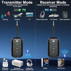 Airplane Bluetooth 5.4 Transmitter Adapter,Supports 2 AirPods/Headphones 2-in-1 Bluetooth Transmitter Receiver with aptX Low Latency,Wireless Adapter for Flight,TV,Gym,Tablets Car Stereo (Black)