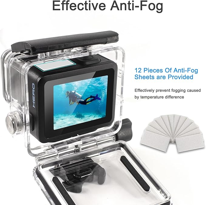 FitStill 196FT/60M Underwater Waterproof Diving Housing Compatible for Go Pro Hero 4K,Protective Dive Case Shell with Mount Hero4K 2024 Action Camera Accessories Kit