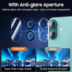 UniqueMe for 3 Pack iPhone 16 / iPhone 16 Plus Camera Lens Protector - [Drop Protection] [Case Friendly] 9H Tempered Glass Camera Cover Screen [Update New Version]