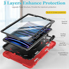 Case for iPad Pro 11 Inch 2022/2021/ 2020/2018: Silicone Cover for iPad 11 Inch 4th/ 3rd/ 2nd/ 1st/ Generation with Screen Protector- Stand- Handle- Shoulder Strap- Pencil Holder- Red