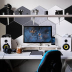 Mollywell Hexagon Acoustic Panels, High Density, Soundproofing, Decorative Noise Reduction Felt Wall Tiles for Studio, Office, Home (Silver Gray, Moon Gray, Black, White), 14x12x0.4 Inch