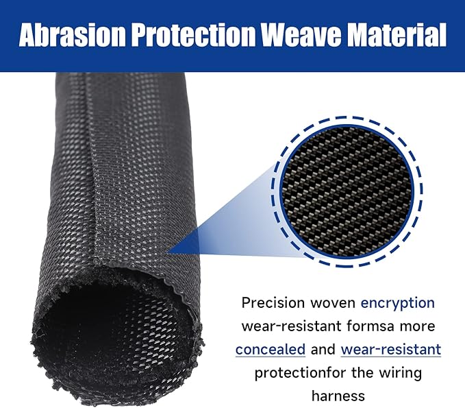 Automotive Wire Sheathing Split Wire Loom Braided Mesh Woven Cable Sleeve for Wires/Cable Cord Protector (5/16" - 65 Feet)