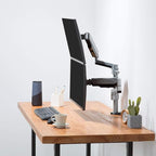 AVLT Dual 13"-27" Stacked Monitor Arm Desk Mount - Fits Two Flat/Curved Monitors, Full Motion Height Swivel Tilt Rotation Adjustable - VESA/C-Clamp/Grommet/Cable Management