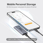 SSK 256GB SSD External Hard Drive, Portable SSD Up to 550MB/s Fast Solid State Drives, External Drive USB 3.2 Gen2 for iPhone 15/Pro, Windows, Mac, Android with LED Light, Trim, Smart Supported