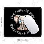 ITNRSIIET Mouse Pad with Stitched Edge Premium Textured Smooth Precise Operation Waterproof Washable Non-Slip Rubber Base Desktop Protection Mat, 10.2×8.3×0.12 inches, Pretty Fine Elephant