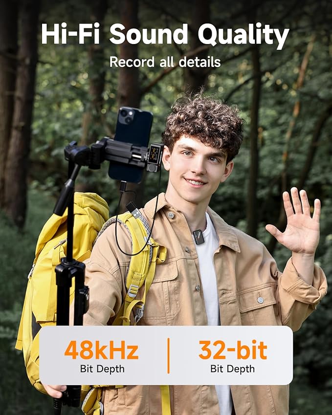 COMICA BooMax Wireless Lavalier Microphone for iPhone/Android/Camera/Camcorder/PC, Dual Lav Mic with 48kHz/32-bit Audio, 32GB Storage, Touchscreen, Lapel Mic for Video Recording, Streaming, Podcast
