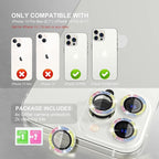 Choiche [3+1 for iPhone 13 Pro/iPhone 13 Pro Max Camera Lens Protector Bling, 9H Tempered Glass Camera Cover Screen Protector Metal Ring Decoration Accessories (Glitter-Colorful)