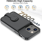 Battery Case for iPhone 13/13 Pro/14/14 Pro Charging Case with Stand 7000mAh Rechargeable Ultra-Slim Anti-Fall Protection Extended Charger Cover for iPhone 14/14Pro/13/13 Pro Battery Case 6.1" Black