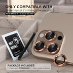 Choiche Compatible for iPhone 16 Pro/iPhone 16 Pro Max Camera Lens Protector, 9H Tempered Glass Camera Cover Screen Protector Metal Ring Decoration Accessories(Titanium Desert)
