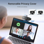 N newline 4K Webcam for PC, PDAF/CDAF Autofocus, 1080P@60FPS, 79° FOV, Auto Light Correction, 2 Noise Reduction Mics, Privacy Cover, USB-A, Streaming Camera for Skype, Teams, Online Meeting, NewEye 62