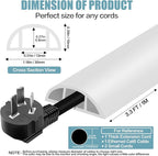 Floor Cord Cover Self Adhesive Cord Hider,3.3FT Cable Management, Extension Strip Protector for Wires, Prevent Cable Trips for Offices, Gyms, Exhibitions Cavity:0.39"(W) x 0.27"(H) White