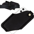 TobbinGear Leather Cell Phone Holster with Belt Clip, Universal Phone Holster for Men Belt Holder, Leather Case for iPhone, Samsung Galaxy Phones, Right Hand, Medium, Black