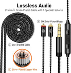 Vibes 202M Wired Earbuds - HiFi in Ear Monitor Headphones - Noise-Isolating Ear Buds w/ Mic - Clear Sound, Deep Bass & Comfort-Fit Gaming Earphones - MMCX to 3.5mm & Silver Plated Cord, Carrying Case