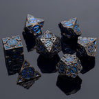 Blue Black Nickel Finish Heavy Metal DND Dice Set (Wizard) with A Metal Box, Sharp Edge Zinc Alloy D&D Accessories, D4-D20, Designed for Dungeons & Dragons Master, RPG Player, Starter