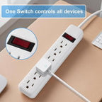 6-Outlet Surge Protector 2pk – 250 Joules, 2ft Cord, 15A/125V, 1875W Max – Right Angle Plug, Black – Home, Office, & Electronics Protection