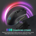 DAREU EM901X Wireless Gaming Mouse with Charging Dock Rechargeable RGB,12K DPI,7 Programmable Buttons High-Precision Sensor [300IPS] [1000Hz] for PC Notebook Mac