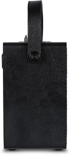 Fuse Andle Vintage Retro Bluetooth Speaker with Vegan Leather Handle | Portable Speaker with Smartphone Connection | USB & AUX Input | Stylish Black Wood Exterior