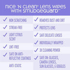 Nice 'N CLEAN SmudgeGuard Lens Wipes (400 Total Wipes) | Individually-Wrapped, Pre-Moistened, Ammonia-Free Lenses Wipes | Lens Cleaning Wipes for Eyeglasses, Camera Lens, Goggles, Sunglasses