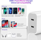 Fast iPhone Charger,Dual Port USB C iPhone Charger Fast Charging Block,2Pack Double Type C Apple Wall Charging Adapter Plug,4Pack Quick USB C to Lightning Cable for iPhone 14Pro/13/12/11/MiNi/XS/XR/SE