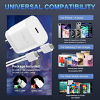 30W Phone 16 15 Charger Fast Charging,USB-C Wall Fast Charger Block Adapter with 6.6Ft USB C to C Fast Charging Cable Cord for Phone 16 15 Pro/16 15 Pro Max/15 Plus,Pro 12.9,Samsung Galaxy S24 Ultra