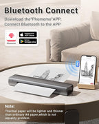 Phomemo Inkless Portable Printer for Travel - Wireless Thermal Printer Compatible with Phone & Laptop, Bluetooth Printers Supports 8.5" X 11" Letter Thermal Paper, Come with Carry Case
