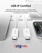 Belkin USB C to USB C Cable, 6.6ft, 240W - Type C Charger, iPhone Charger Cord, Soft, Braided, Flexible for iPhone 17, Galaxy S25, Pixel 10, MacBook, Chromebook, iPad Pro, Switch Steam Deck – White